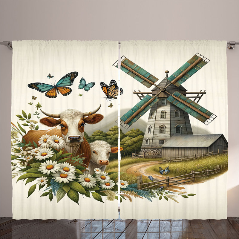 Hyacinthe Semi Sheer Curtain Pair, 54'' W x 63'' L