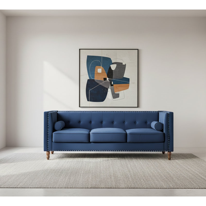 Canapé Chesterfield, Blue Polyester