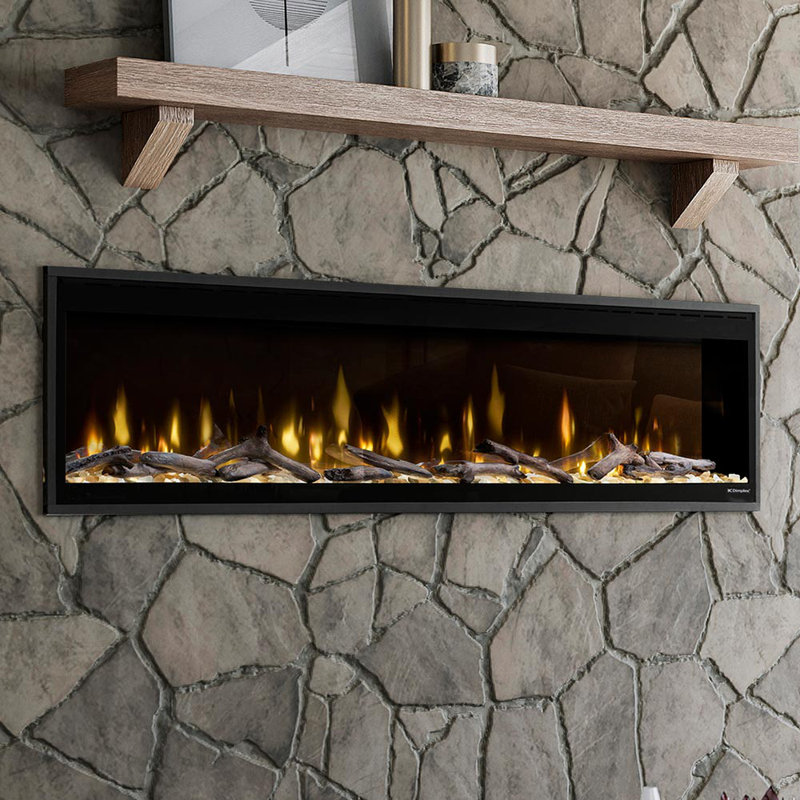 Evolve Black Electric Fireplace with 8530 BTU, 16.49" H x 75.41'' W x 5.79" D