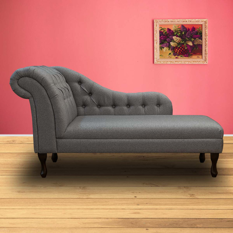 Upholstered Chaise Lounge, Grey