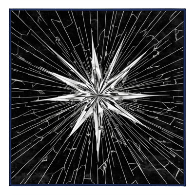 Machine Washable Wynsum Art Deco Starburst Rug in Blue – Navy Binding