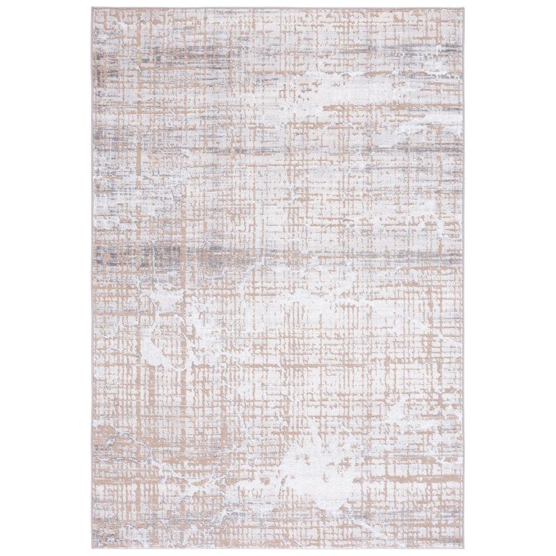 Amelia Gray and Beige Synthetic Hand-knotted Area Rug