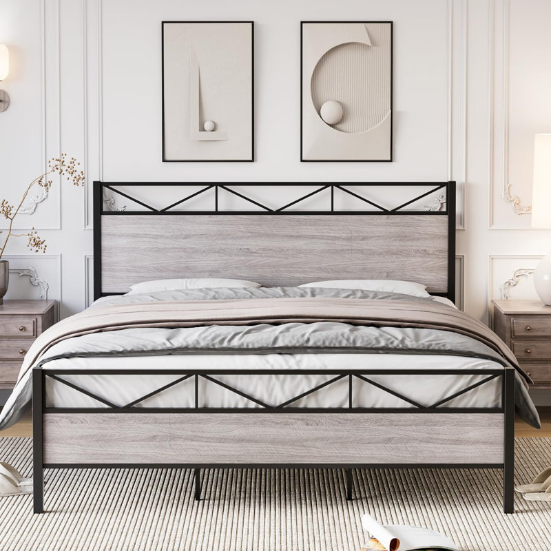 Afifa Bed, Grey, Full/Double