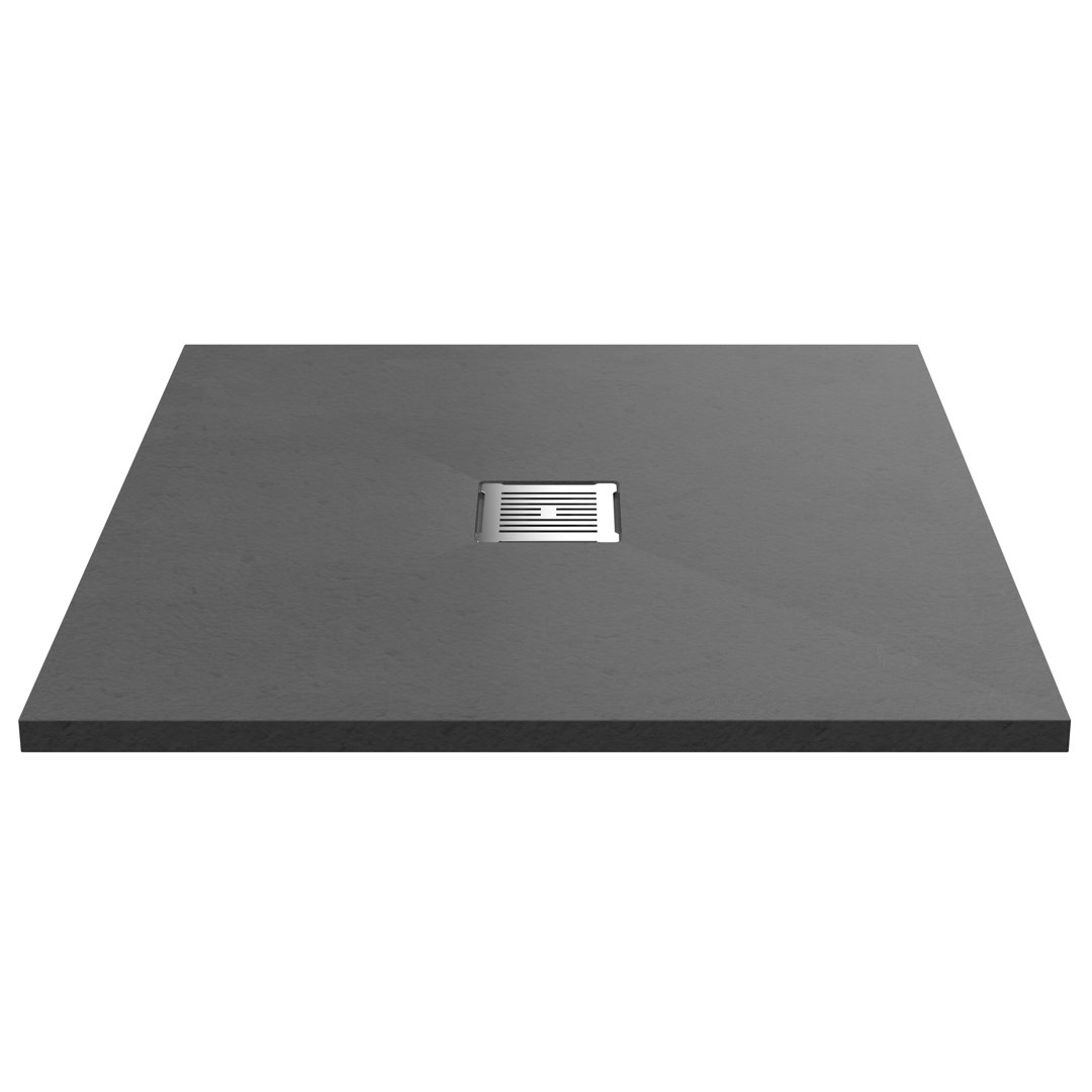 B&Q - Square Slimline Shower Tray With Slate Textured FinishGrey Slate900 X 900 mm - Image 3