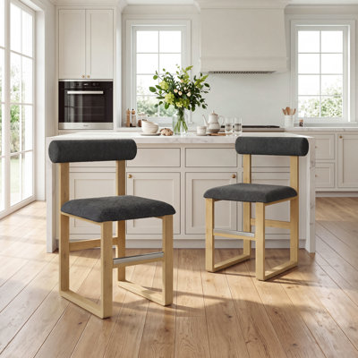 Tabouret de bar et de comptoir rembourré avec base en bois Brayden