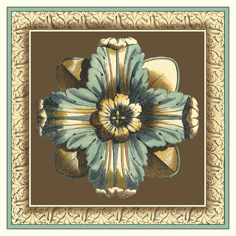 Printed Chocolate & Blue Rosette II by Vision Studio - Wrapped Canvas Art Prints, 30cm H x 30cm W x 3.8cm D