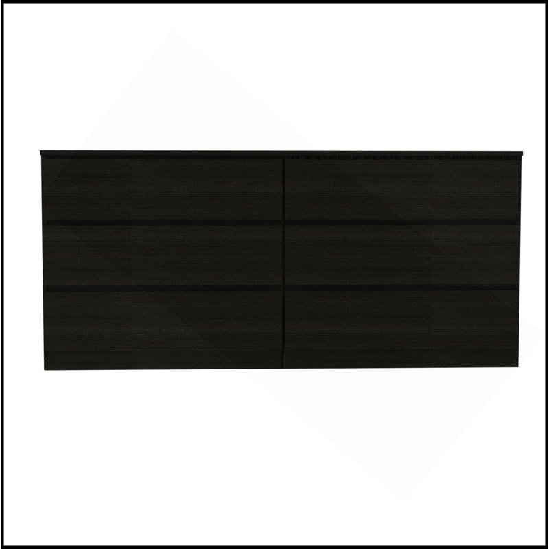 Commode double à six tiroirs Seul, plateau supérieur, Noir