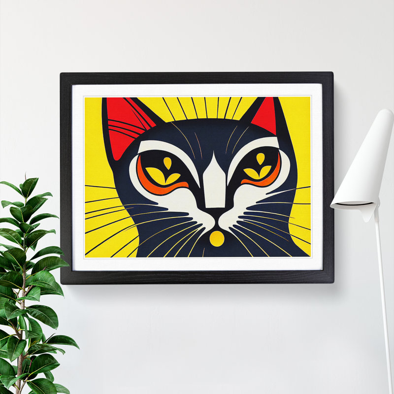 Cat Deco Vol.1 Abstract - Single Picture Frame Print, 46cm H x 64cm W x 2cm D, Black Framed