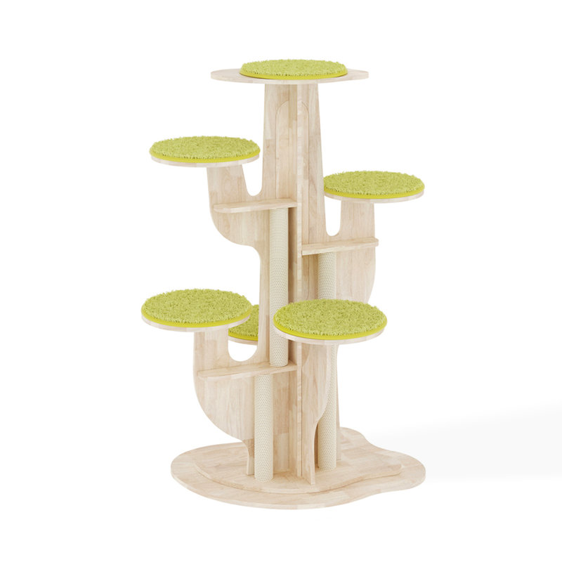 Creative Solid Wood Cat Tree, 36.21" H x 23.61" W x 17.12" L