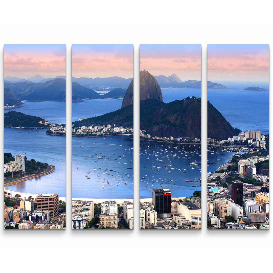 4-tlg. Leinwandbilder-Set Rio de Janeiro's Skyline am Abend