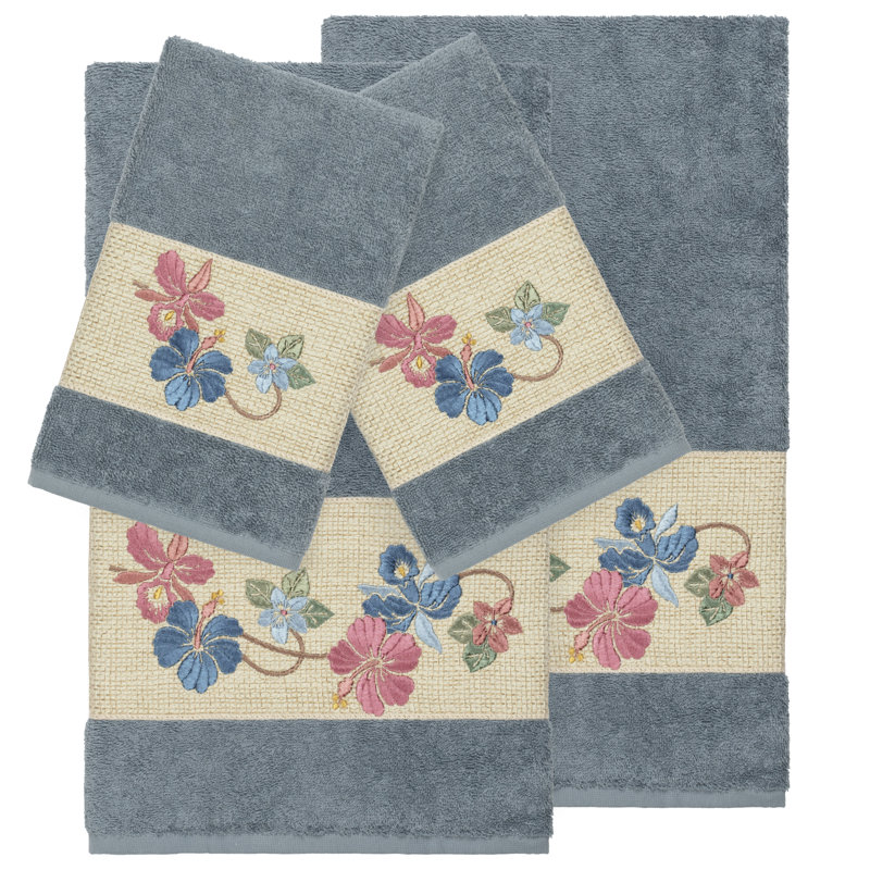 Ensemble de serviettes 4 pièces Caroline, Bleu sarcelle