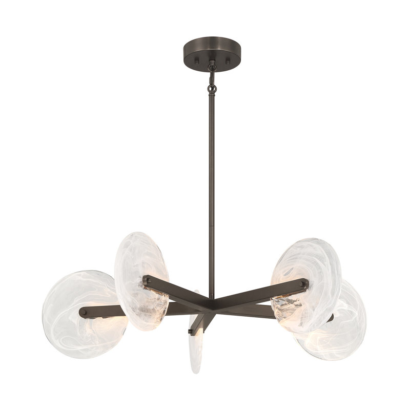 5 - Light Chandelier, Mediterranean Bronze