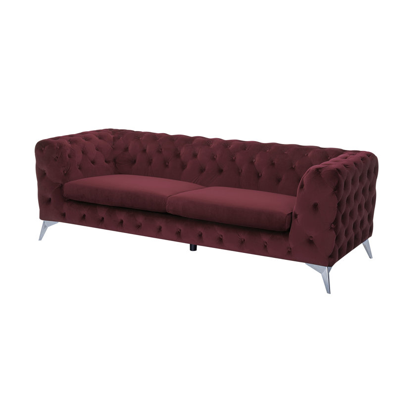 Buster Velvet Sofa, Dark Red