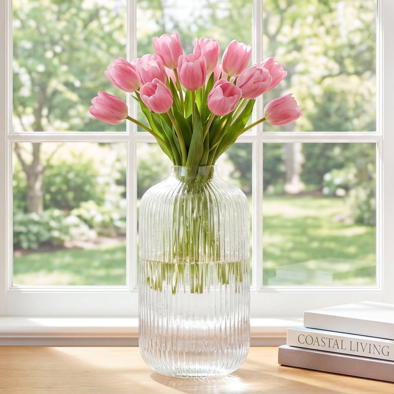 Perry And Grey Glass Ribbed Vase