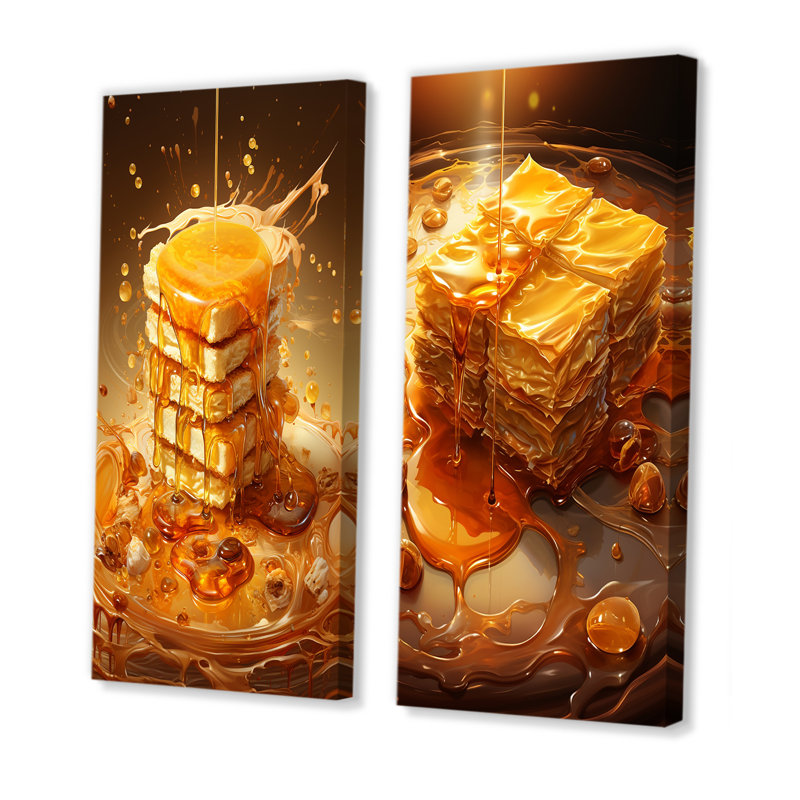 Miel Baklava Bounty Dessert - Ensemble de 2 reproductions d'art mural, Toile tendue, H 28 po x l 25 po