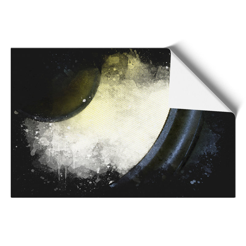 Yellow Speaker Paint Splash - Frameless Print, 21cm H x 30cm W x 0.1cm D