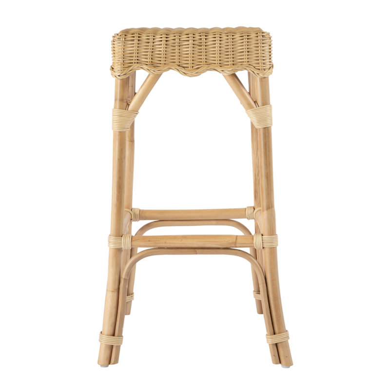 Flora Rattan Scalloped Bar and Counter Height Stool, Bar Stool (30" Seat Height)
