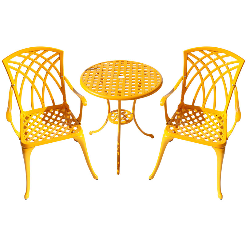 A Touch of Class- Cast Aluminium Bistro Set for Your Space, Yellow