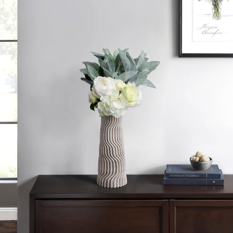 Latitude Run® Burton Large 3D Printed Porcelain Vase, 14" H x 5" W x 5" D