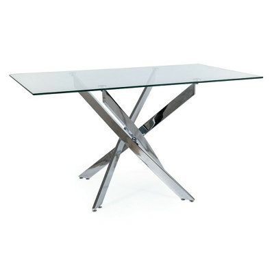 Anntoinette Glass Top Metal Base Dining Table