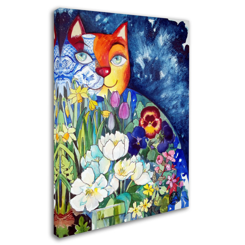 « spring cat », reproduction d’impression sur toile tendue, H 19 po x l 14 po