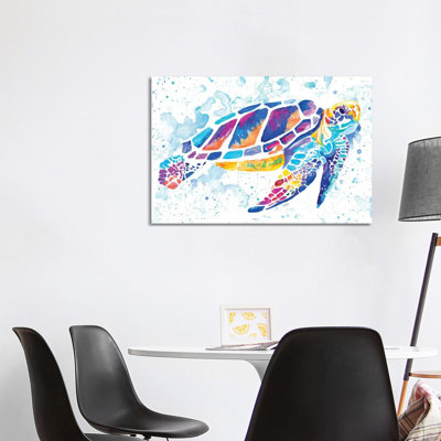 Vibrant Sea Turtle by Chelsea Goodrich - Wrapped Canvas Painting