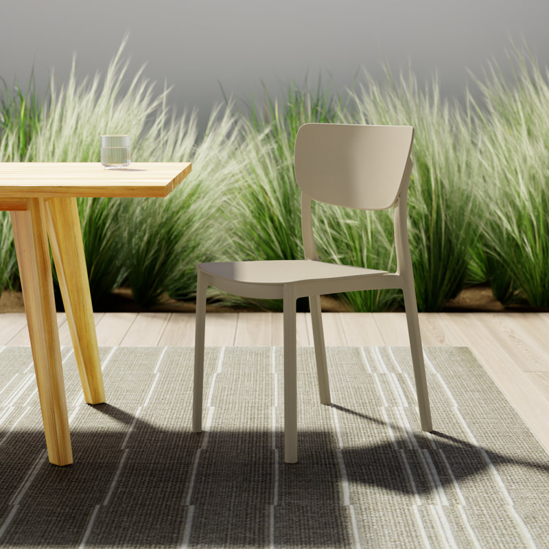 Farrah Outdoor Stacking Dining Side Chair, Taupe