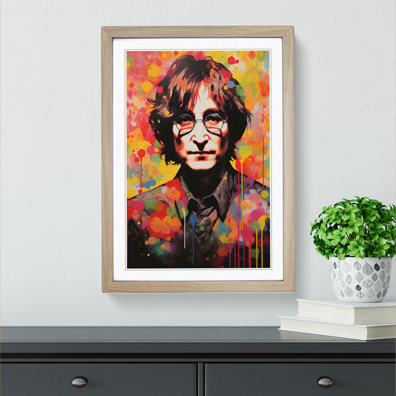 John Lennon Modern - Framed Print, Oak Framed, 34cm H x 25cm W x 2cm D