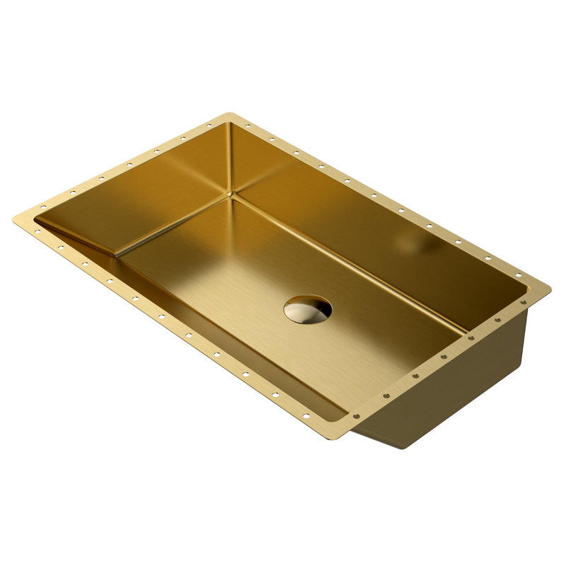 Karran Cinox 15.75'' Stainless Steel Rectangular Bathroom Sink, Gold