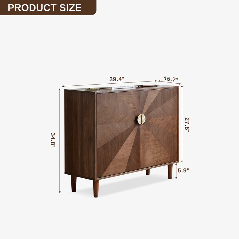 Buffetcabinet With Storage,39.4"large Kitchen Sideboard Cabinet With 2 Doors And Shelves,mid-century Wood Coffee Bar For Dining Room,walnut