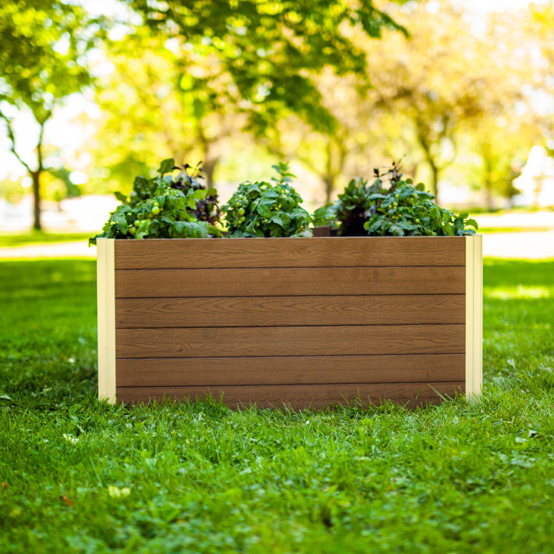 Urbana Keyhole Composting Raised Garden Bed, Espresso Brown, 22" H x 48" W x 48" D