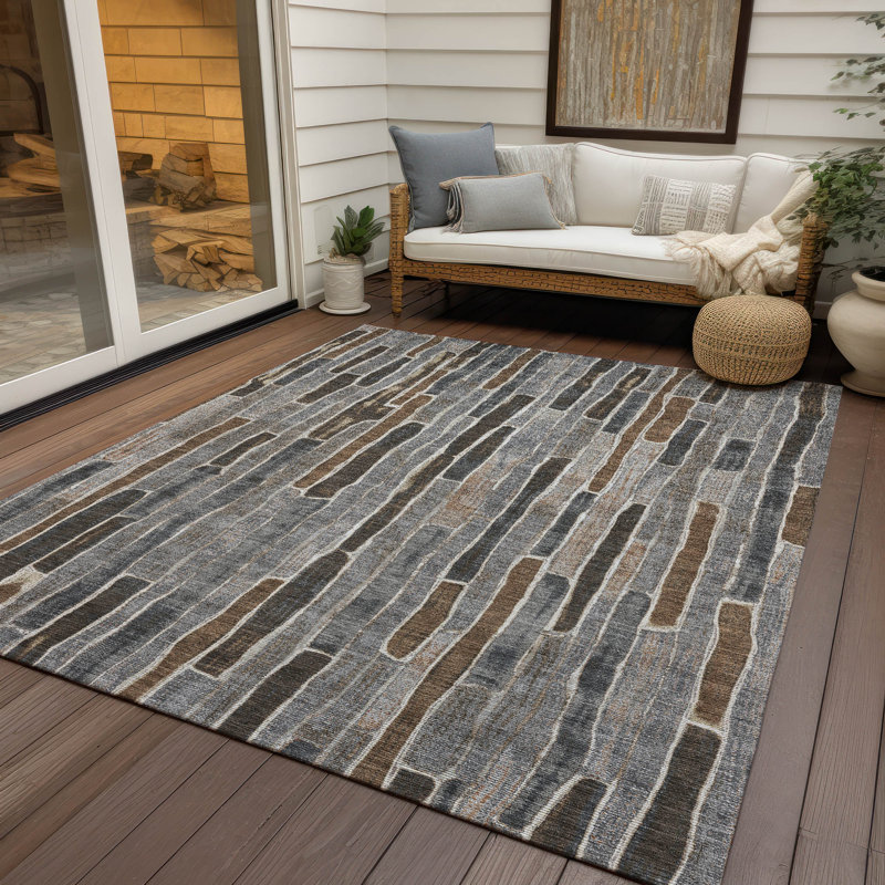 Tapis intérieur / extérieur lavable en machine Christain ACN1306, Rectangle 8 pi x 10 pi