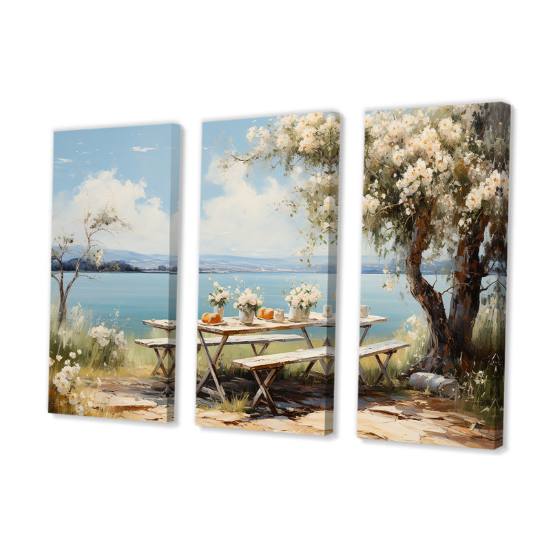 Pique-nique au lac II - ensemble d'art sur toile Repas et pique-niques, H 40 po x l 60 po