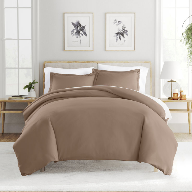 Super Soft Double Brushed Duvet Cover Set, Full/Queen Duvet Cover + 2 Standard Shams, Taupe