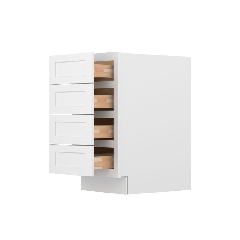 Meuble bas de cuisine à 4 tiroirs, à assembler soi-même, 61 cm de profondeur x 46 cm de largeur x 88 cm de hauteur, blanc