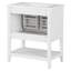 Meuble-lavabo de salle de bain avec lavabo en céramique et tablette de style ouvert, armoire d'appoint, armoire de rangement moderne et simple-464588955