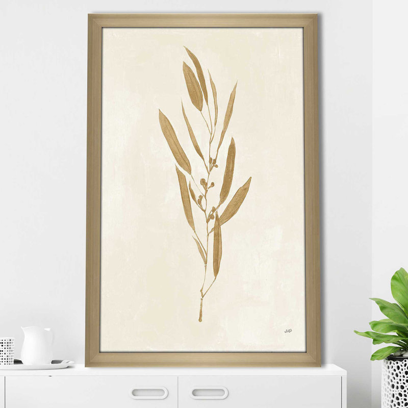 Botanical Study I Gold Crop - Peinture, Encadrement champagne, H 27,5 po x l 21,5 po x P 0,75 po