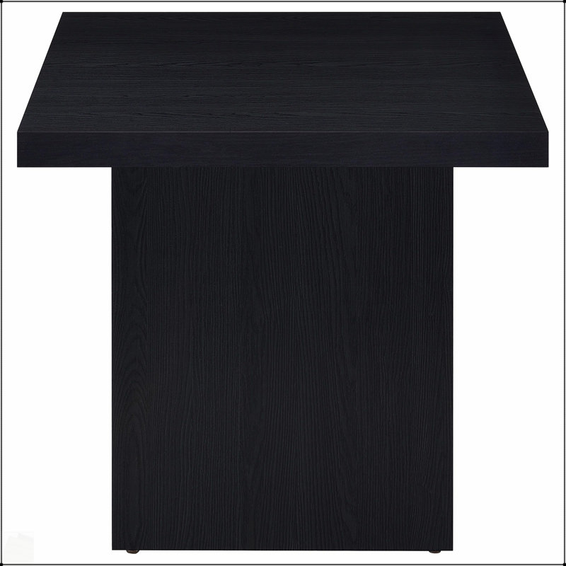 Table de bout carrée noire en rotin et feuille de bananier Exeter, pour un décor moderne et côtier., Noir