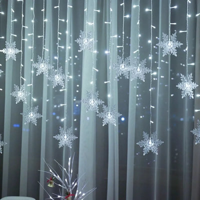11.5Ft Snowflake Snow Led String Lights Christmas Fairy Curtain Light Ornament Waterproof-Colourful