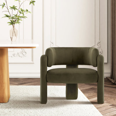 Velvet Modern Upholstered Barrel Dining Armchair by Ivy Bronx