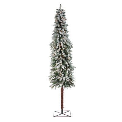 Arbre de Noël alpin artificiel enneigé 7 pi avec lumières claires