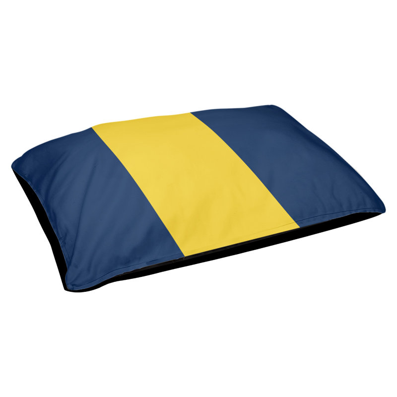 Coussin rectangulaire designer Tampa Bay, Moyen (L 18 po x l 28 po), Bleu marine / jaune / bleu marine