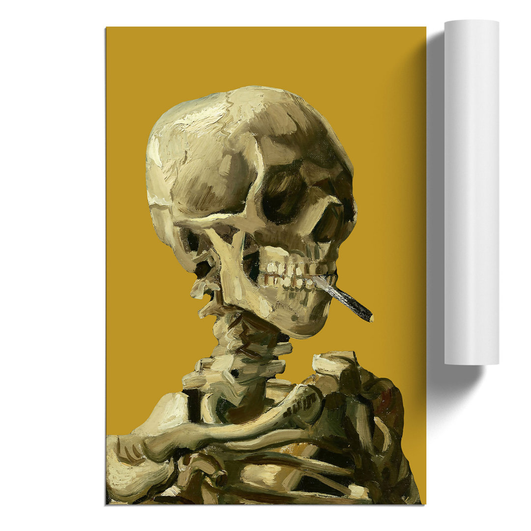 Mustard Skull of a Skeleton with Cigarette by Vincent van Gogh - Frameless Print