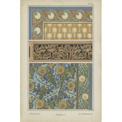 Nouveau Floral Design II 1 Piece Wrapped Canvas Wall Art
