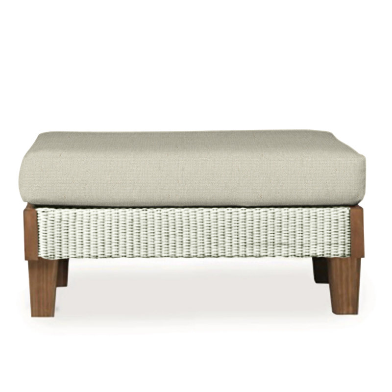 Catalina Outdoor Ottoman, Decorline Navy, Ivory