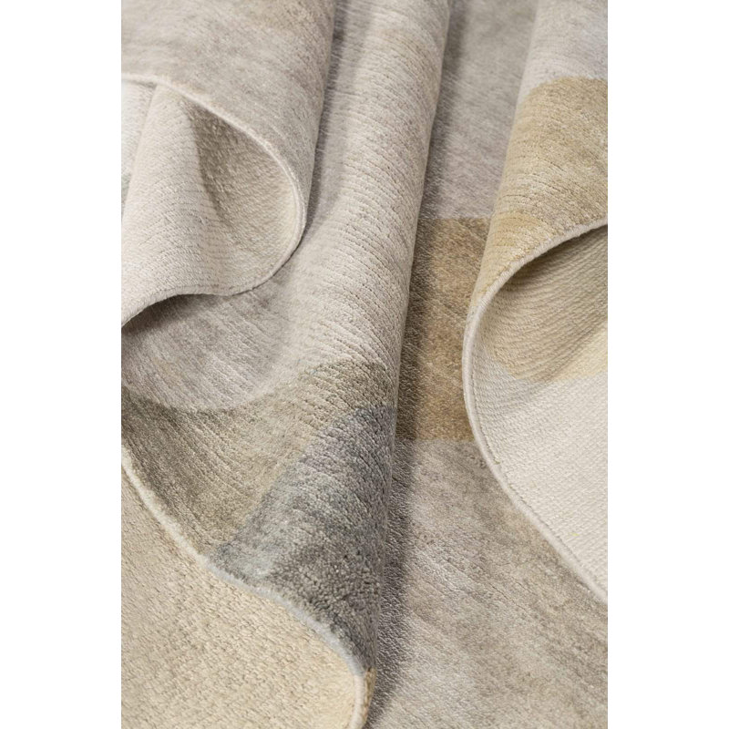 Delano Abstract Area Rug in Beige/Natural/Taupe/White, Rectangle 5'6" x 8'6"