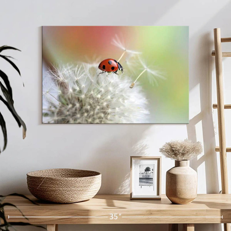 Harnek coccinelle sur pissenlit, H 8 po x l 12 po