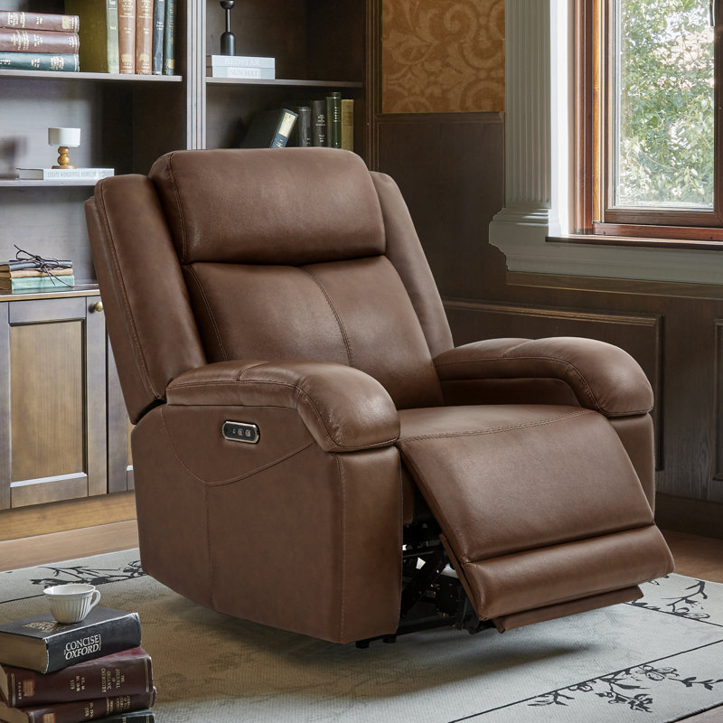 Fauteuil inclinable électrique Zachery, Cafe Genuine Leather