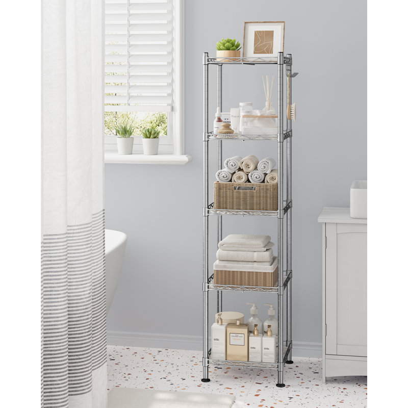 Amaud 30cm W Metal Height -Adjustable Shelving Unit, Silver