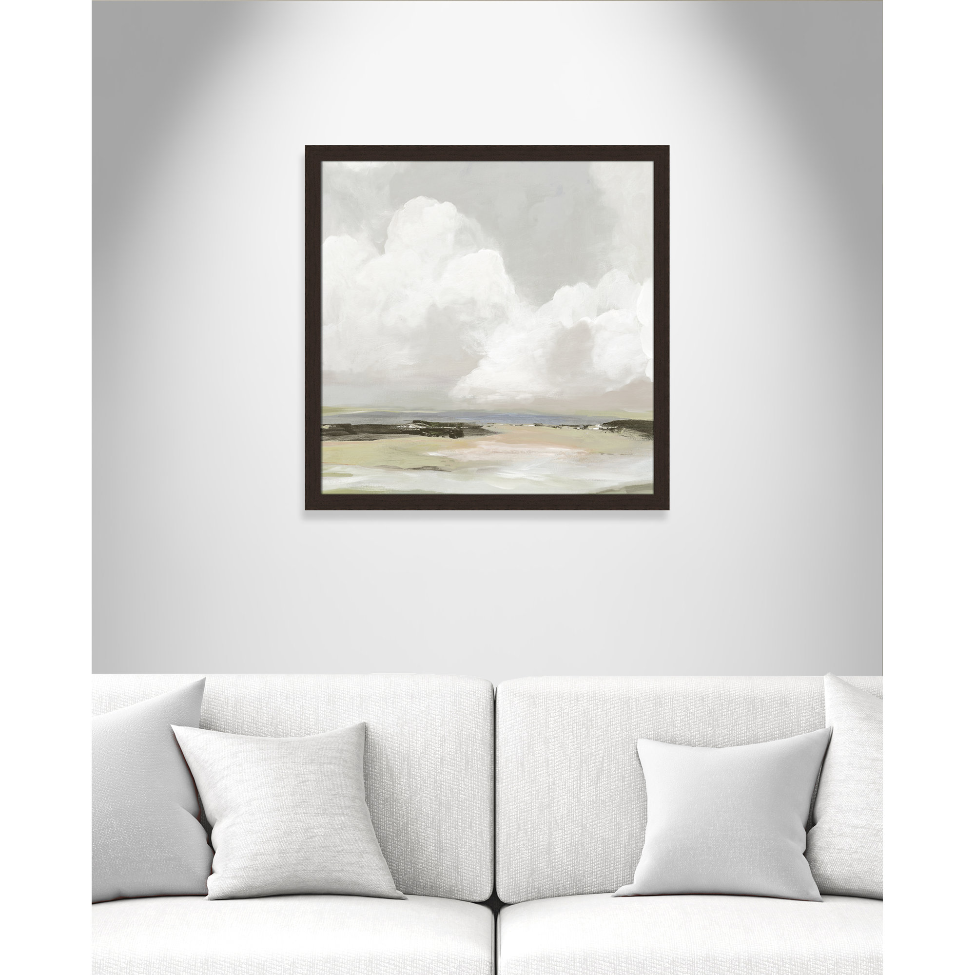 Soft Clouds - Picture Frame Painting Print, Walnut Framed, 28.5" H x 28.5" W x 1.12" D